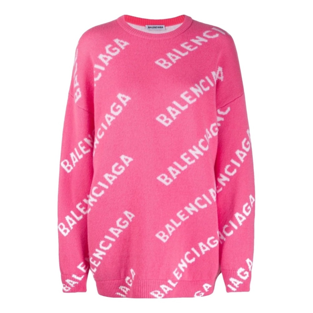 Balenciaga Allover Logo Oversized Crewneck Sweater